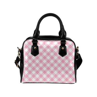 Gingham Pink Pattern Print Design 02 Shoulder Handbag