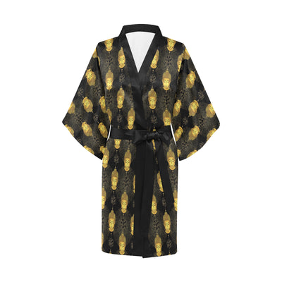 Buddha Pattern Print Design 04 Women's Short Kimono