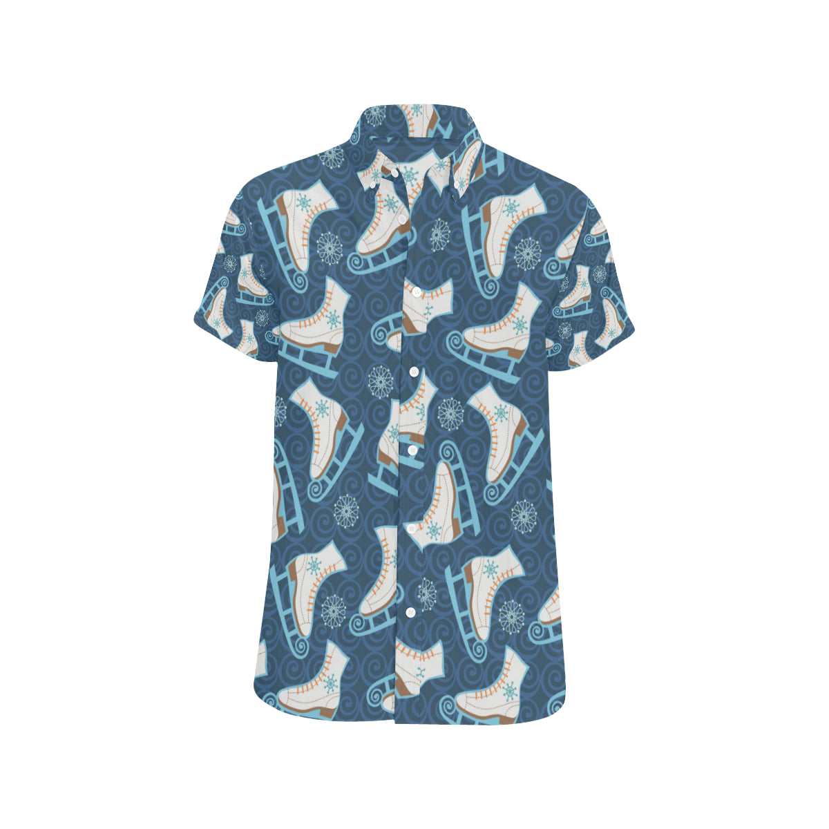 Ice Skate Pattern Print Design 01 Men's Short Sleeve Button Up Shirt