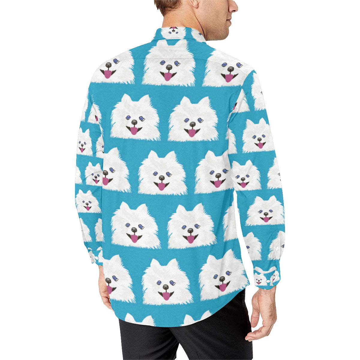 Pomeranians Pattern Print Design A05 Men's Long Sleeve Shirt