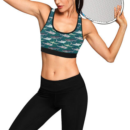 Shark Style Print Sports Bra
