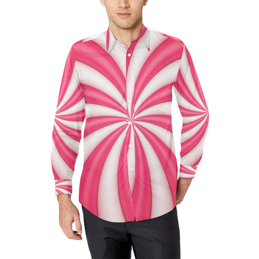 Vortex Twist Swirl Candy Print Men's Long Sleeve Shirt