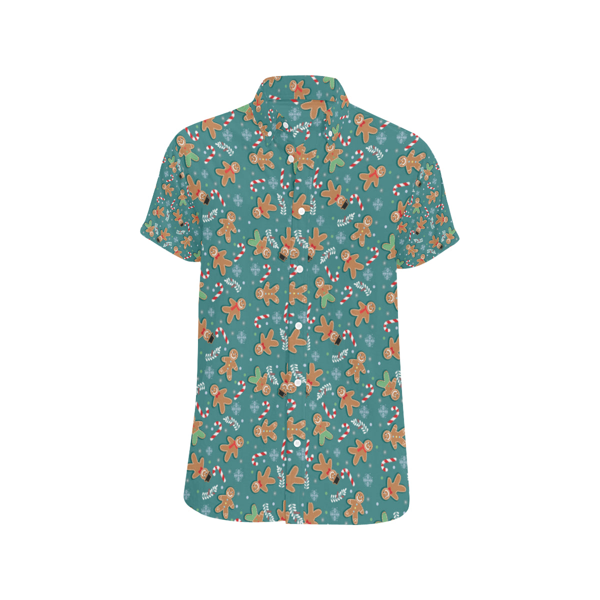 Gingerbread Pattern Print Design 05 Men's Short Sleeve Button Up Shirt