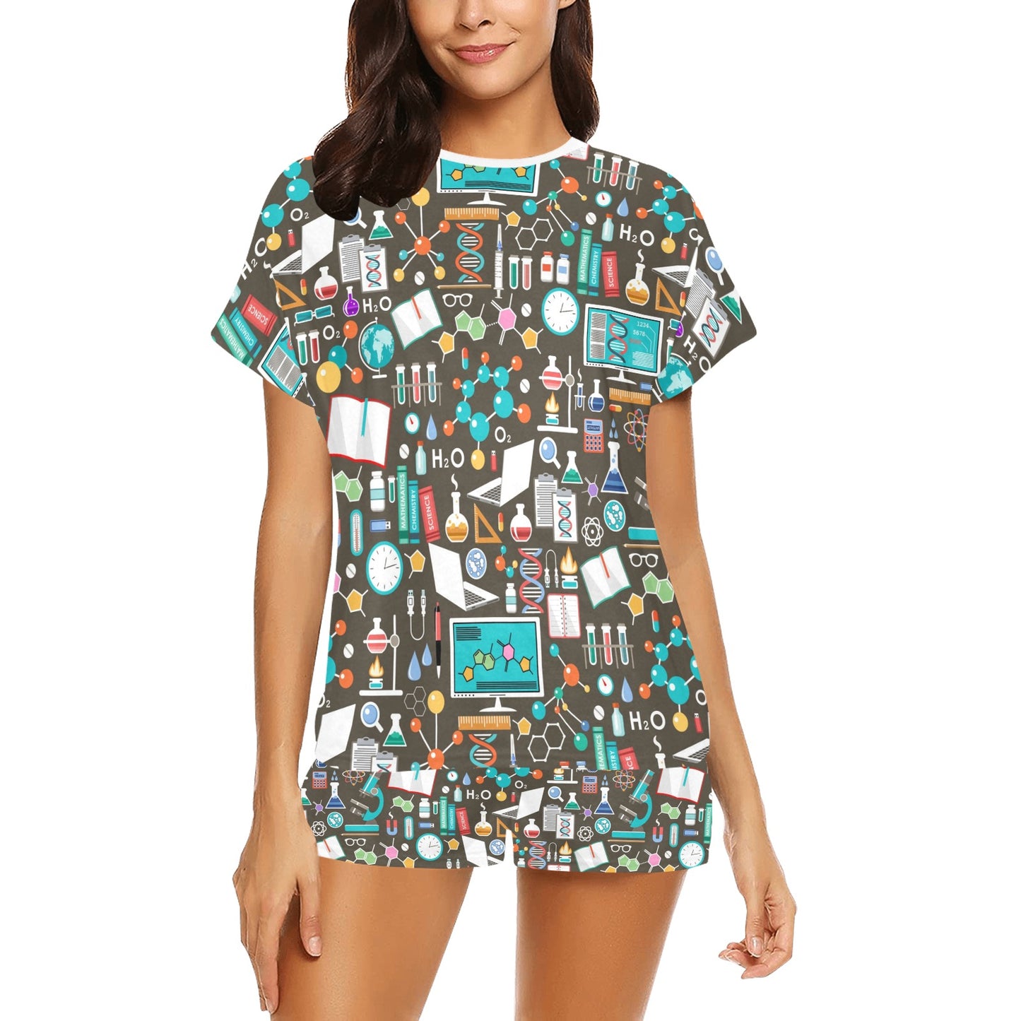 Science Print Design LKS303 Women's Short Pajama Set