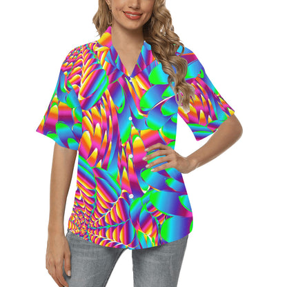 Psychedelic Trippy Pattern Women's Hawaiian Shirt