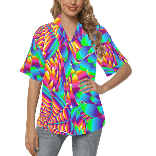 Psychedelic Trippy Pattern Women's Hawaiian Shirt