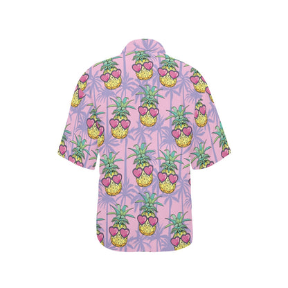 Pineapple Pattern Print Design PP06 Women's Hawaiian Shirt