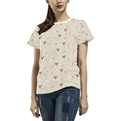 Russell Terriers With Bone Print Design LKS302 Women's  T-shirt