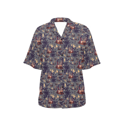 Creepy Graveyard Print Design LKS301 Women's Hawaiian Shirt