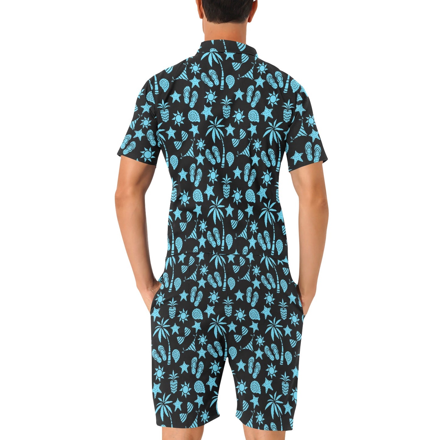 Beach Scene Pattern Print Design 03 Men's Romper