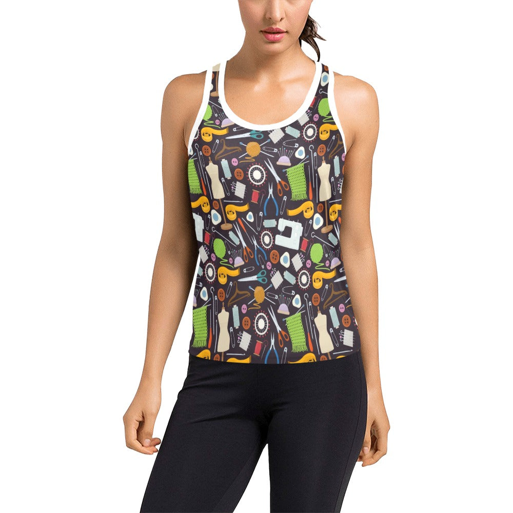Sewing Equipment Print Design LKS308 Women's Racerback Tank Top