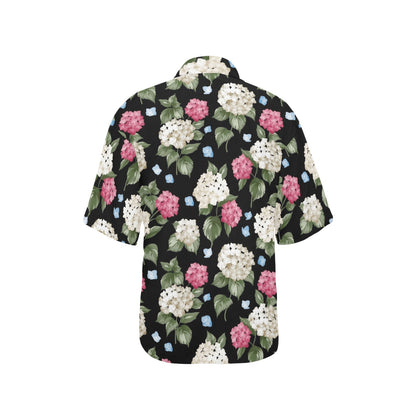 Hydrangea Pattern Print Design HD09 Women's Hawaiian Shirt