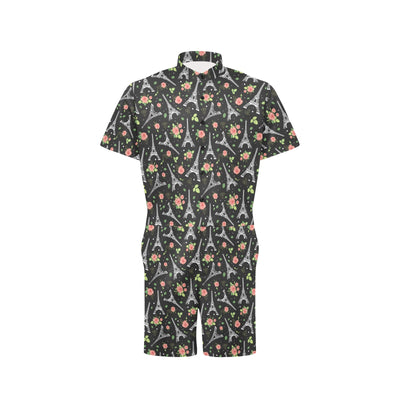 Eiffel Tower Rose Print Men's Romper