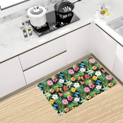 Hibiscus With Butterfly Print Design LKS305 Kitchen Mat