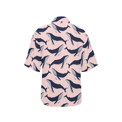 Humpback Whale Pattern Print Design 02 Women's Hawaiian Shirt