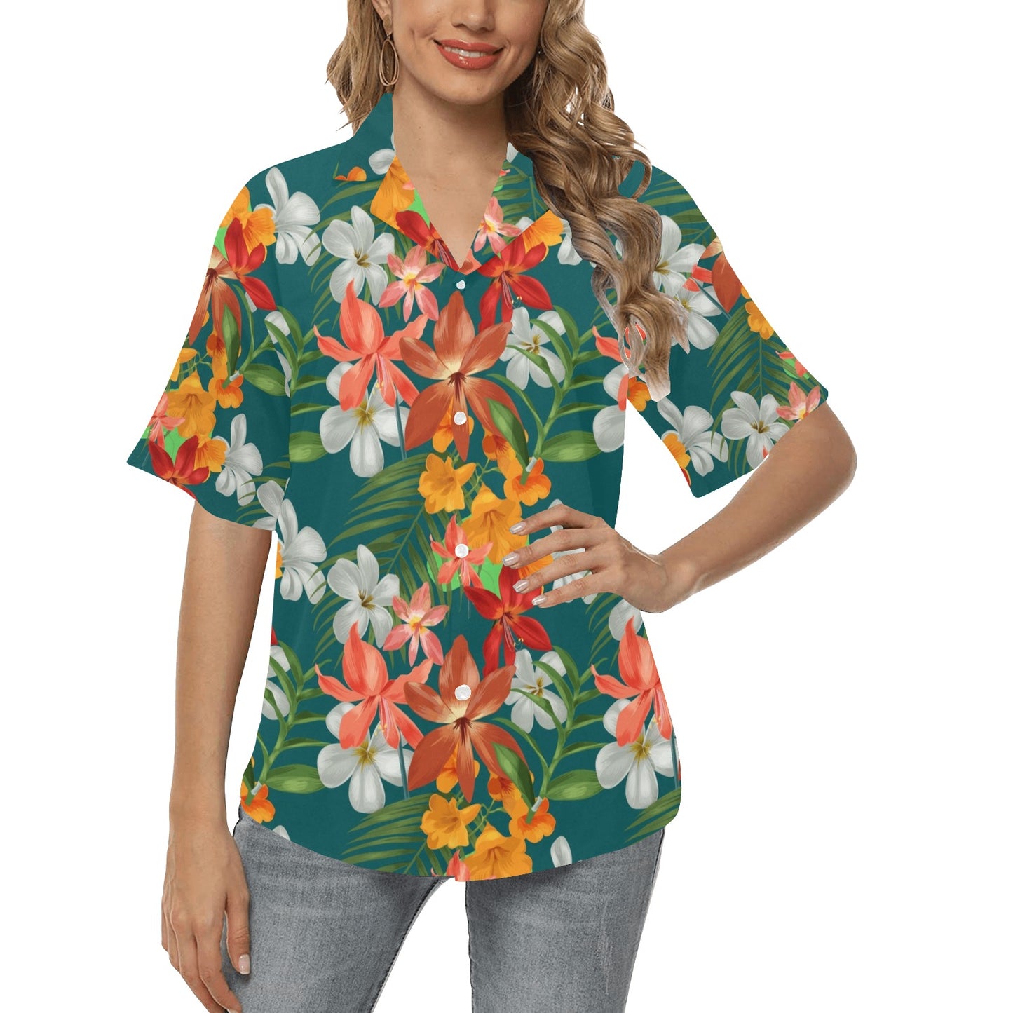 Amaryllis Pattern Print Design AL06 Women's Hawaiian Shirt