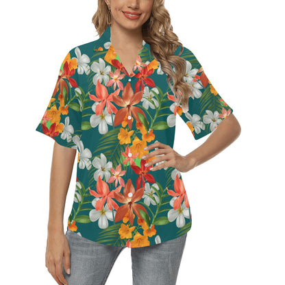 Amaryllis Pattern Print Design AL06 Women's Hawaiian Shirt