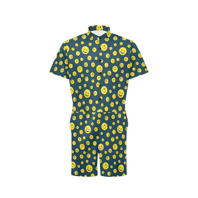 Smiley Face Emoji Print Design LKS301 Men's Romper