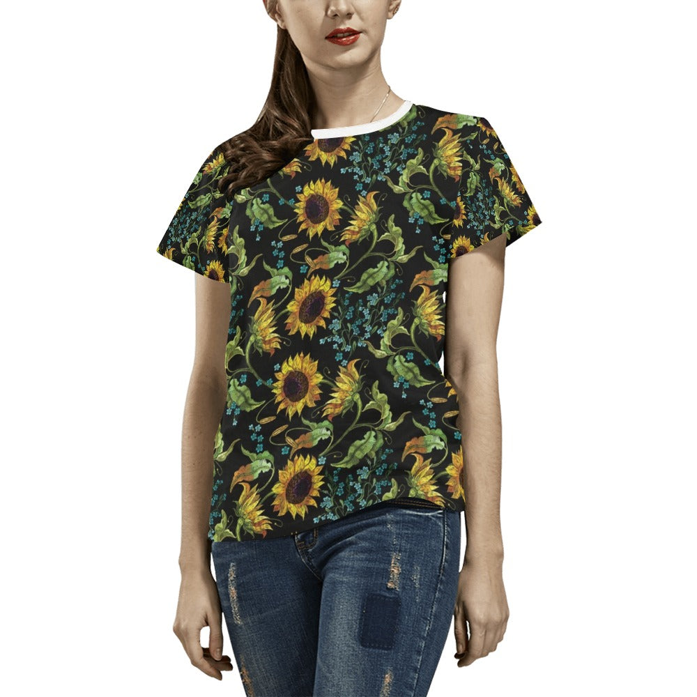 Sunflower Print Design LKS308 Women's  T-shirt