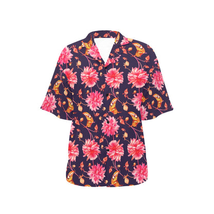 Dahlia Pattern Print Design DH03 Women's Hawaiian Shirt