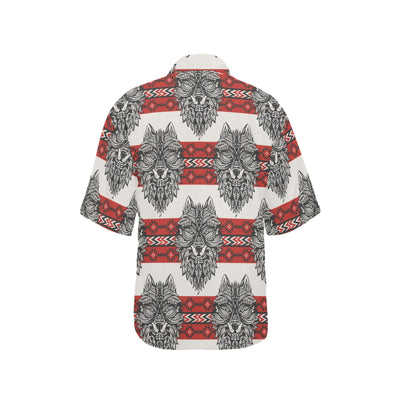 Native Indian Wolf Women's Hawaiian Shirt