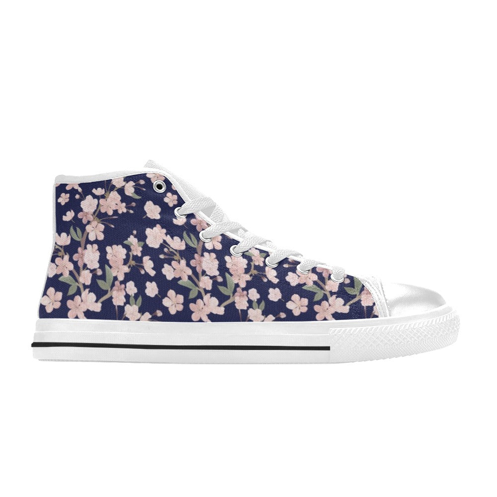 Sakura Print Design LKS301 High Top Women's White Shoes