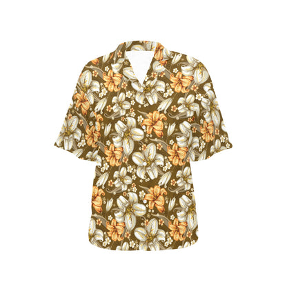 Lily Pattern Print Design 01 Women's Hawaiian Shirt