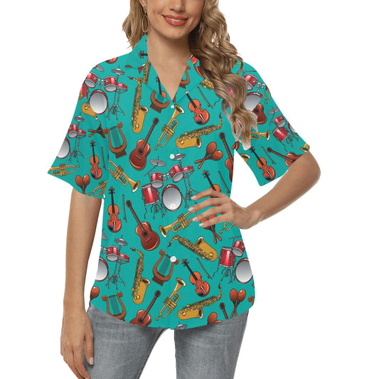 Drum Set Pattern Print Design 01 Women's Hawaiian Shirt