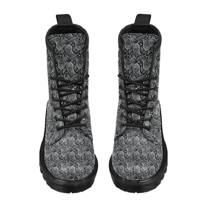 Paisley Black Design Print Women's Boots