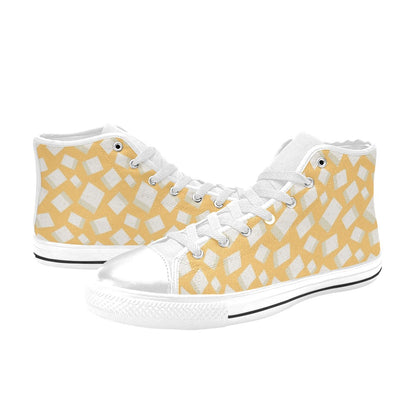Tofu Print Design LKS302 High Top Women's White Shoes