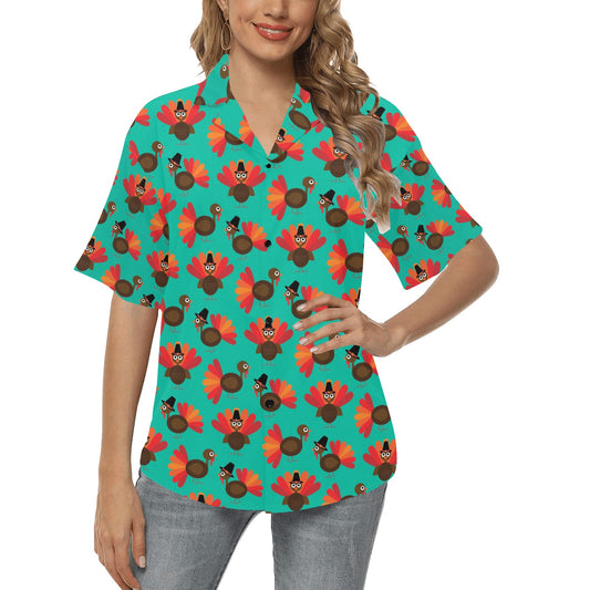 Turkey Print Design LKS402 Women's Hawaiian Shirt