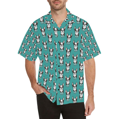 Boston Terrier Pattern Print Design 04 Men's Hawaiian Shirt