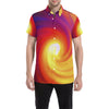 Vortex Twist Swirl Flame Themed Men's Short Sleeve Button Up Shirt