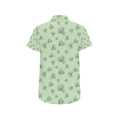 Broccoli Pattern Print Design 05 Men's Short Sleeve Button Up Shirt