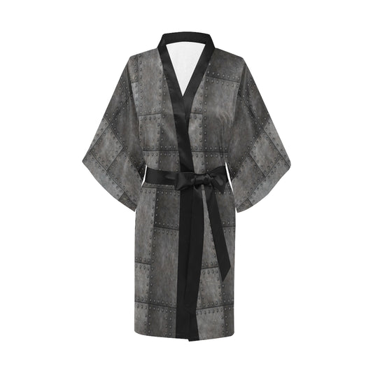 Armor Pattern Print Design 02 Women's Short Kimono