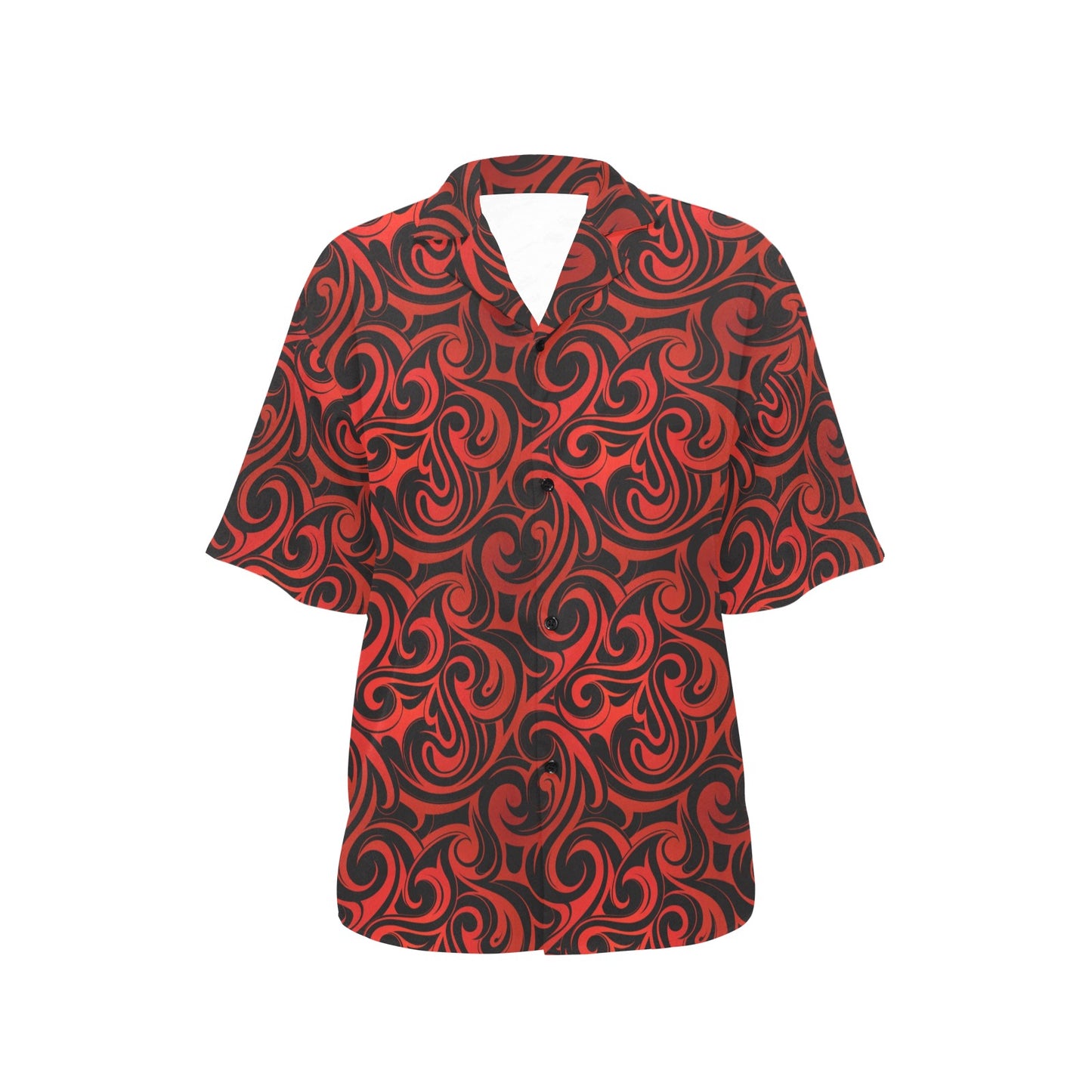 Maori Red Black Themed Design Women's Hawaiian Shirt