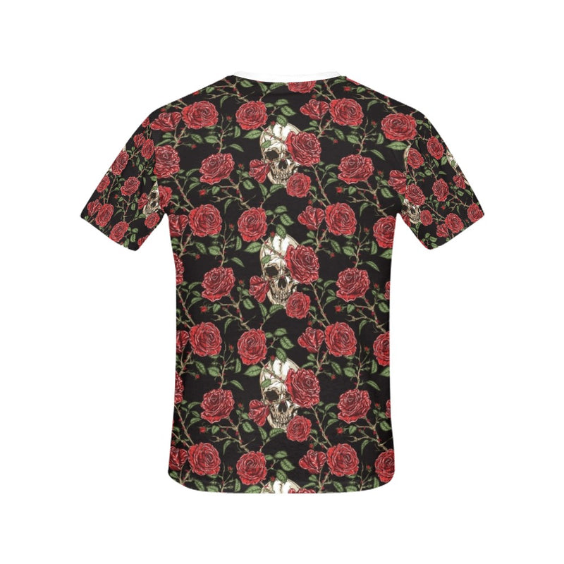 Skull And Roses Print Design LKS303 Women's  T-shirt