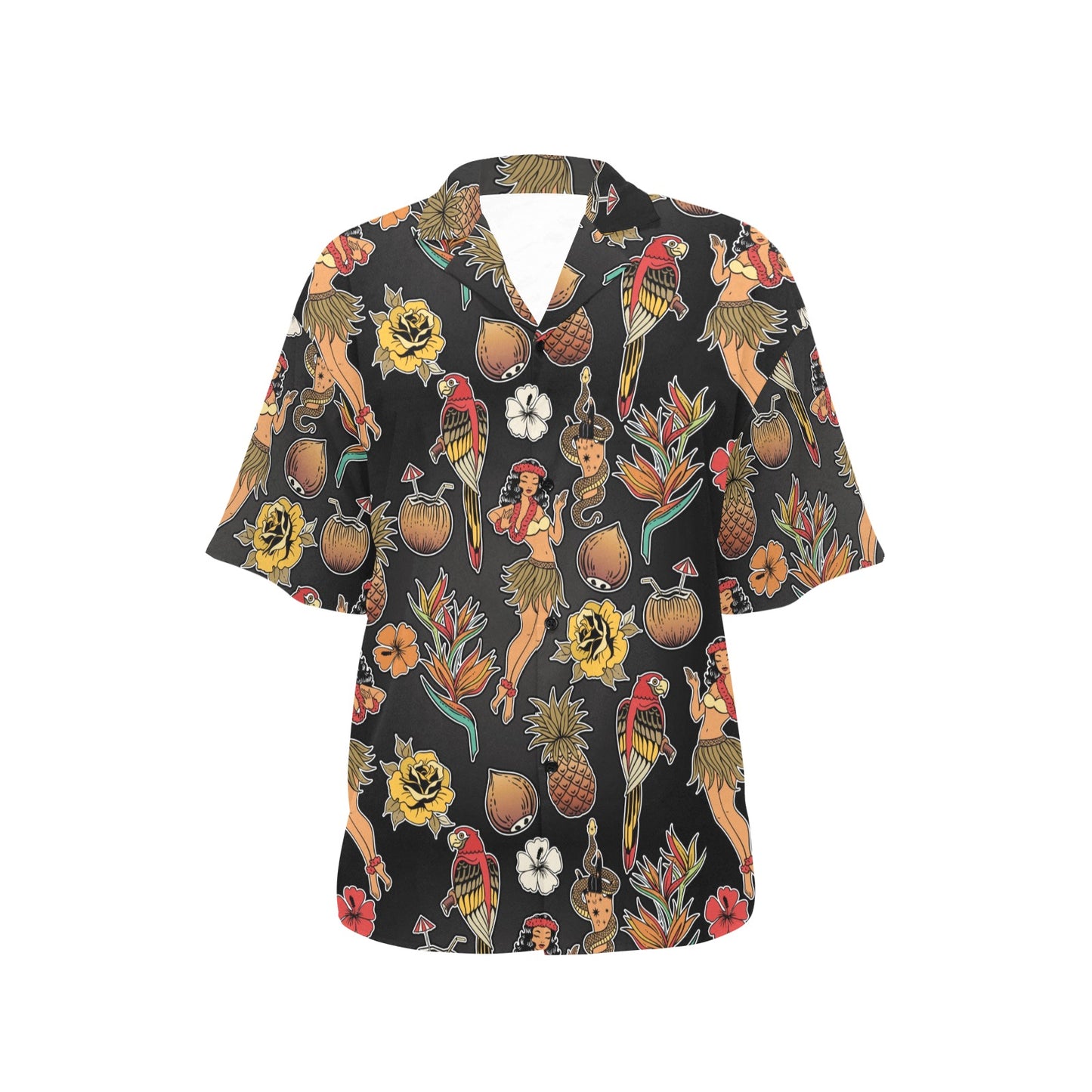 Hula Dancers Hawaiian Style Pattern Print Design 02 Women's Hawaiian Shirt