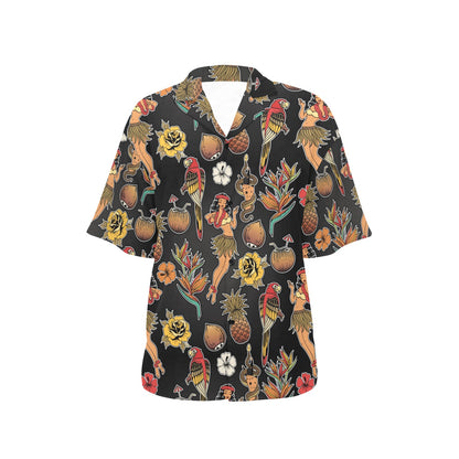 Hula Dancers Hawaiian Style Pattern Print Design 02 Women's Hawaiian Shirt