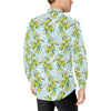 Elegant Olive Floral Print Men's Long Sleeve Shirt