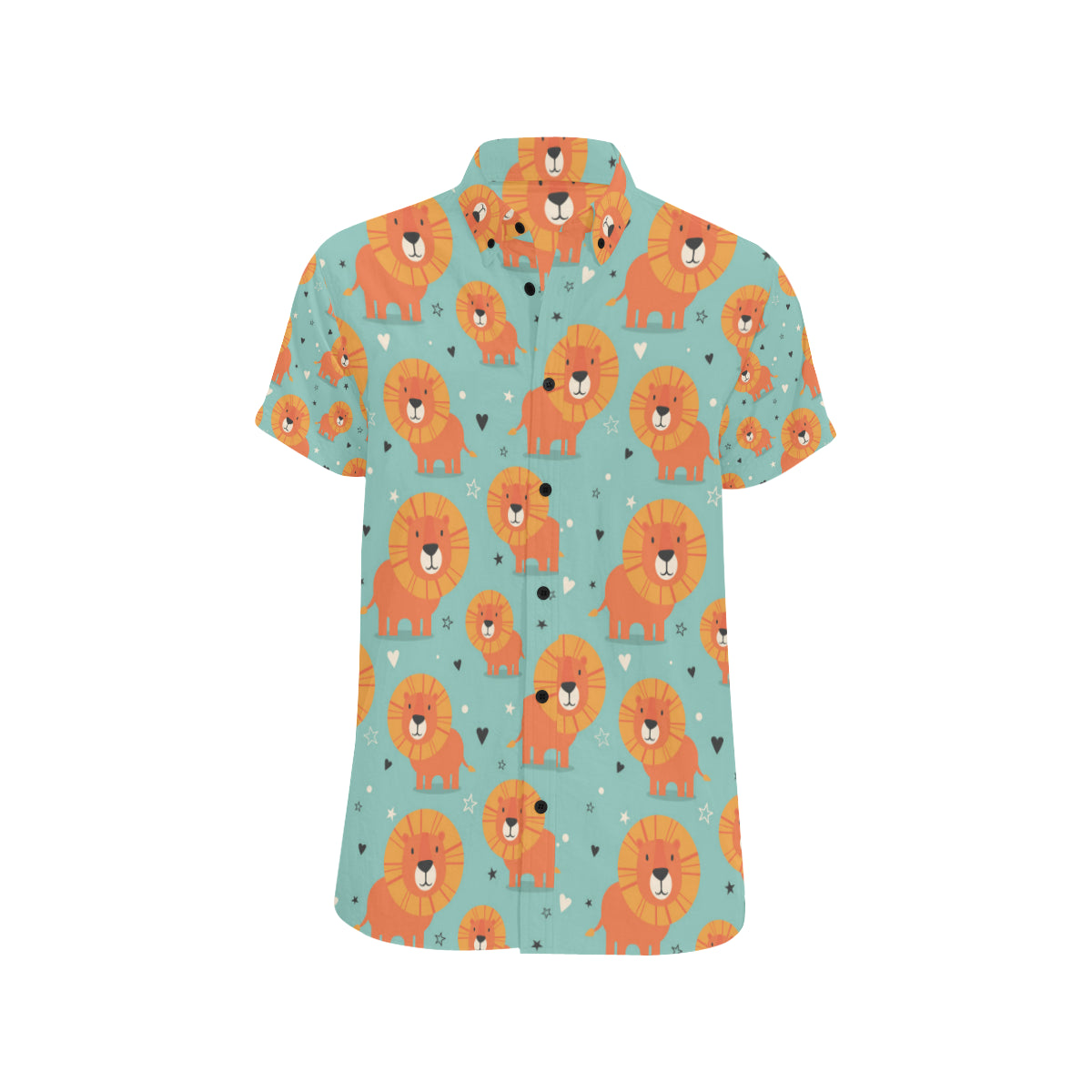 Lion Baby Pattern Print Design 03 Men's Short Sleeve Button Up Shirt