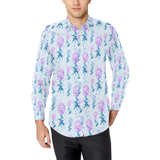 Lilac Pattern Print Design LI05 Men's Long Sleeve Shirt