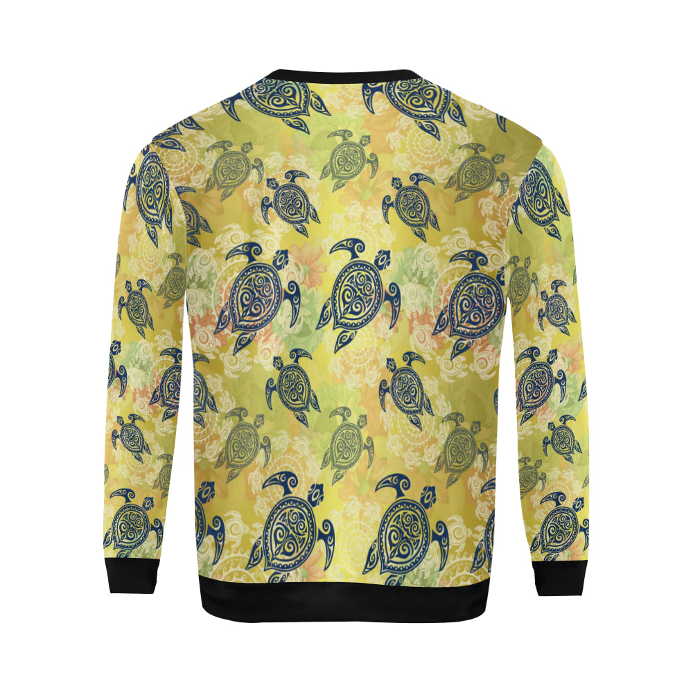 Hawaiian Turtle Tribal Design Print Men Long Sleeve Sweatshirt
