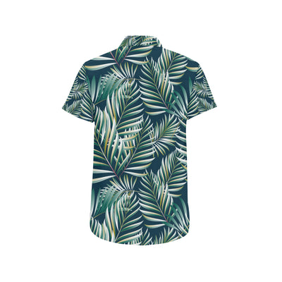 Sun Spot Tropical Palm Leaves hower Curtain Men's Short Sleeve Button Up Shirt