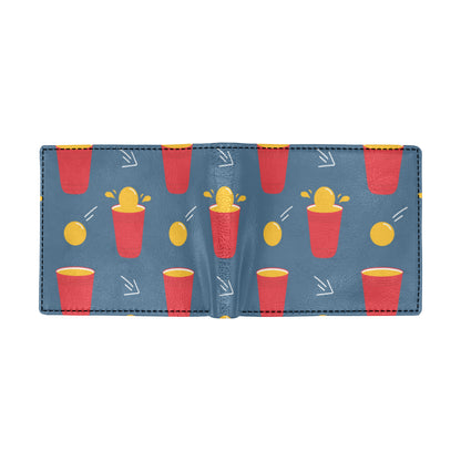 Beer Pong Pattern Print Design 02 Men's ID Card Wallet