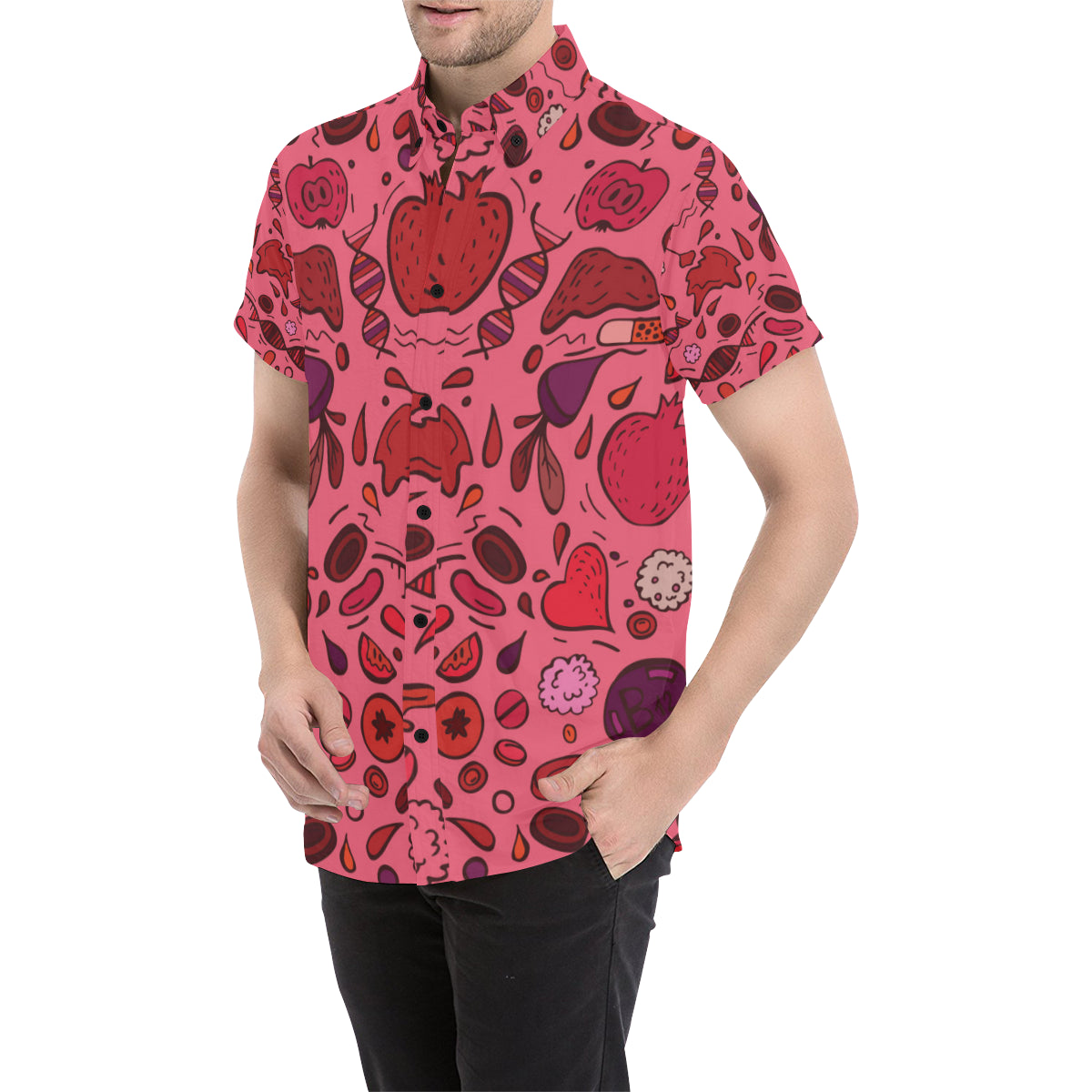 Phlebotomist Pattern Print Design A01 Men's Short Sleeve Button Up Shirt