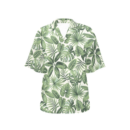 Palm Leaves Pattern Print Design PL014 Women's Hawaiian Shirt