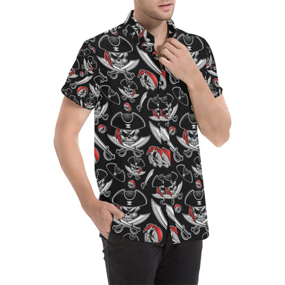 Pirate Pattern Print Design A05 Men's Short Sleeve Button Up Shirt