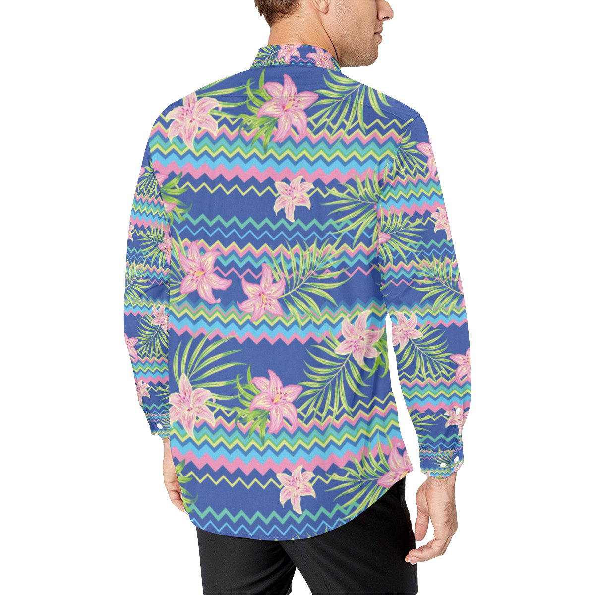 Lily Pattern Print Design LY015 Men's Long Sleeve Shirt