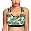 Green Pattern Tropical Palm Leaves Sports Bra